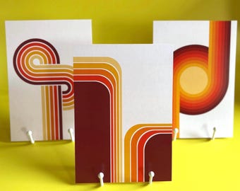 A4 Retro Supergraphic Stripes Wall Art | 60s 70s Style Prints | Groovy Funky Mid Century Home Decor Poster