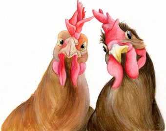 Ritratto di gallina ad acquerello personalizzato