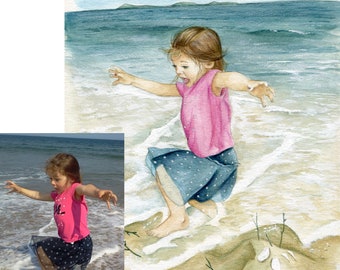 Custom Watercolor Portrait - Complete Figure with Background