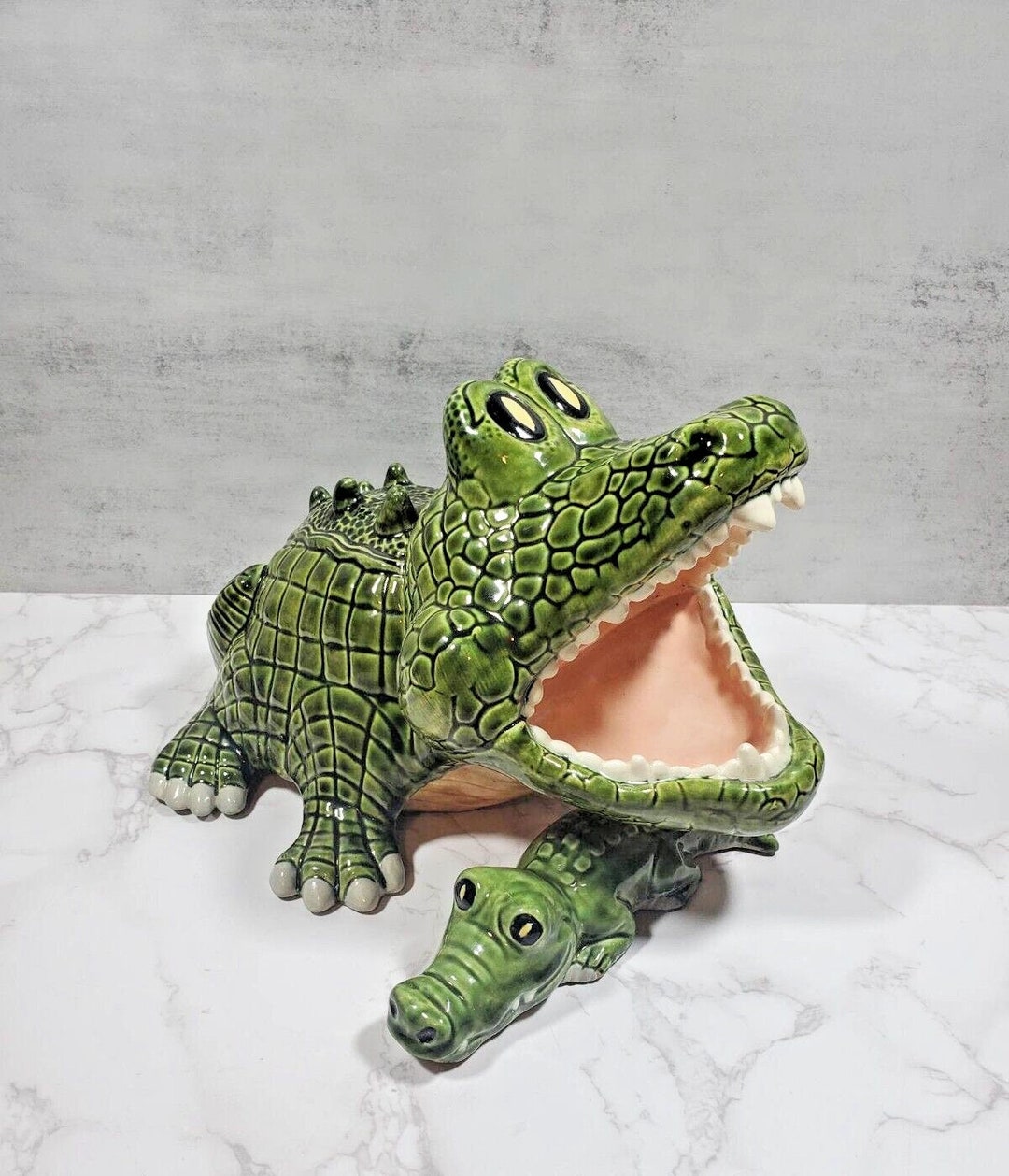 Set of 2 Ceramic Alligators Handmade Handpainted Alligator - Etsy