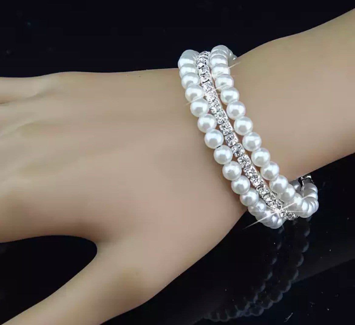 Rhinestone Decor Faux Pearl Beaded Bracelet 65 Cm 15 Cm - Etsy