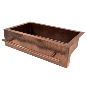 Handcrafted Rectanguler Copper Kitchen Sink - Long Lasting Elegance for Your Kitchen Space. Enhance beauty Style with perfect hammer pattern