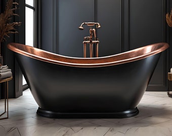 Black industrial copper soaking tub - Custom Copper Handmade Bathtub from Indonesia