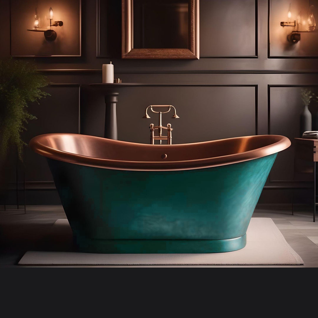 Burnished Green Vintage Copper Bathtub, Antibacterial Tubs, Custom