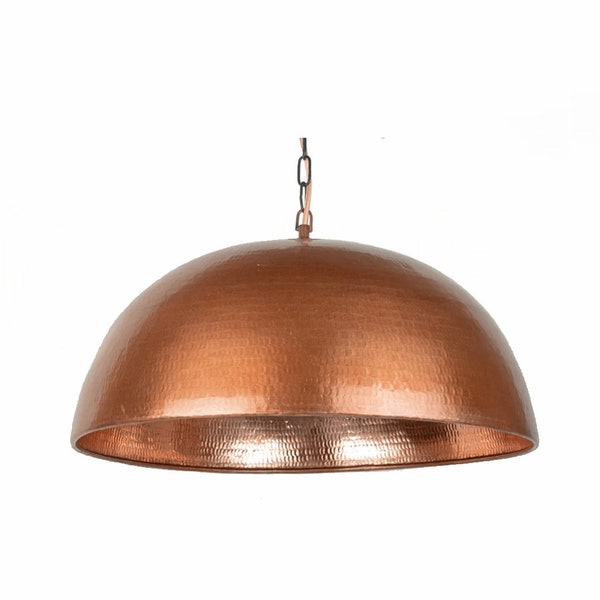 Classic Dome Copper Pendant Light - Hammered Copper Kitchen Island Lighting - Art deco light - Copper Handmade Light Fixture from Indonesia