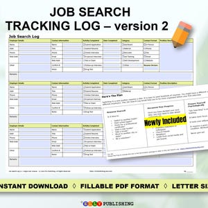 Job Search Tracking Log Worksheet, Job Searching, Job Search Tracking Log, Organizer, Self-help, Fillable PDF, Planner, Digital Download