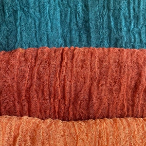 Runner da tavolo per matrimonio boho/garza di cotone/garza tinta a mano/colori matrimonio verde-terracotta