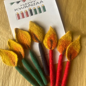 Candle felted 100% wool-waldorf toy, kwanzaa candles.