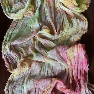 Cotton gauze scrim/ hand dyed cheesecloth / gauze table runner multicolor /lfall colors/autumn