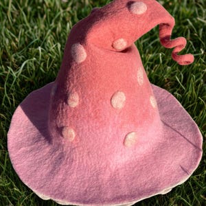 Handmade Wool Felt Mushroom Hat: Whimsical Sauna & Costume image 2
