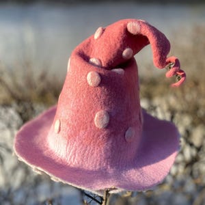 Handmade Wool Felt Mushroom Hat: Whimsical Sauna & Costume image 5
