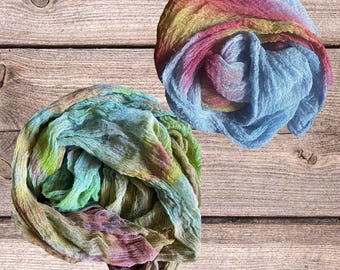 Hand Dyed Cotton Scrim for crafts Nuno Felting, Creative Embroidery, Fiber art