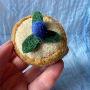 Blueberry Pie, Hand Felted Ornament, Handmade Charm