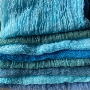 Hand Dyed Cotton Scrim: Turquoise Blue Teal Fiber Art Fabric