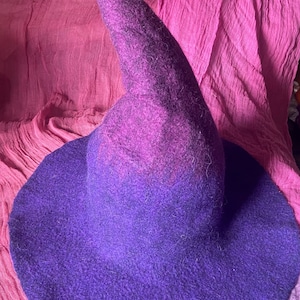 Wool Witch Hat: Colorful Wide Brim, Wet Felted Costume