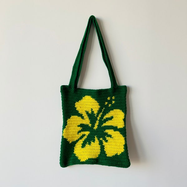 CUSTOM Hibiscus Flower Crochet Tote Bag