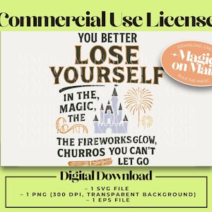 Uso comercial** Piérdete en la magia SVG PNG EPS / Descarga digital inspirada en Disney / Linda camisa de viaje Archivo Cricut de bricolaje - Eminem