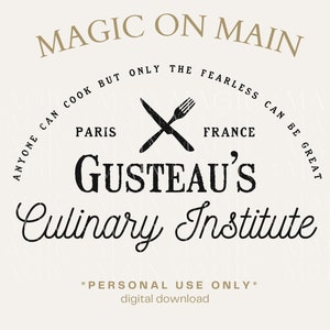 Apenas para uso pessoal ** Gusteau's Culinary Institute - PNG - Download digital - Inspired Shirt Design