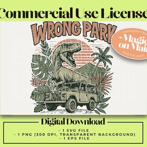 Uso comercial** Parque equivocado SVG PNG EPS / Descarga digital inspirada en Universal Studios / Archivo Cricut para hacer tú mismo de camiseta de viaje - Jurassic World