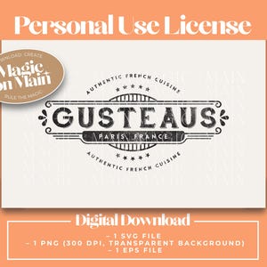 Alleen persoonlijk gebruik ** Gusteau's French Cuisine - png - digitale download - geïnspireerd shirtontwerp
