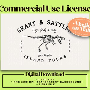 Uso comercial** Excursiones a la isla de Grant y Sattler SVG PNG EPS / Descarga digital inspirada en Disney - Jurassic Park - Universal