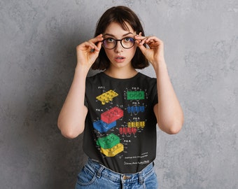 Toy Building Brick 1958 Patent Blue Print Short-Sleeve Unisex Art T-Shirt