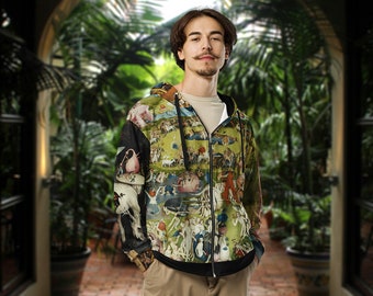 Garden of Earthly Delights (1510) by Hieronymus Bosch Unisex Zip Art Hoodie