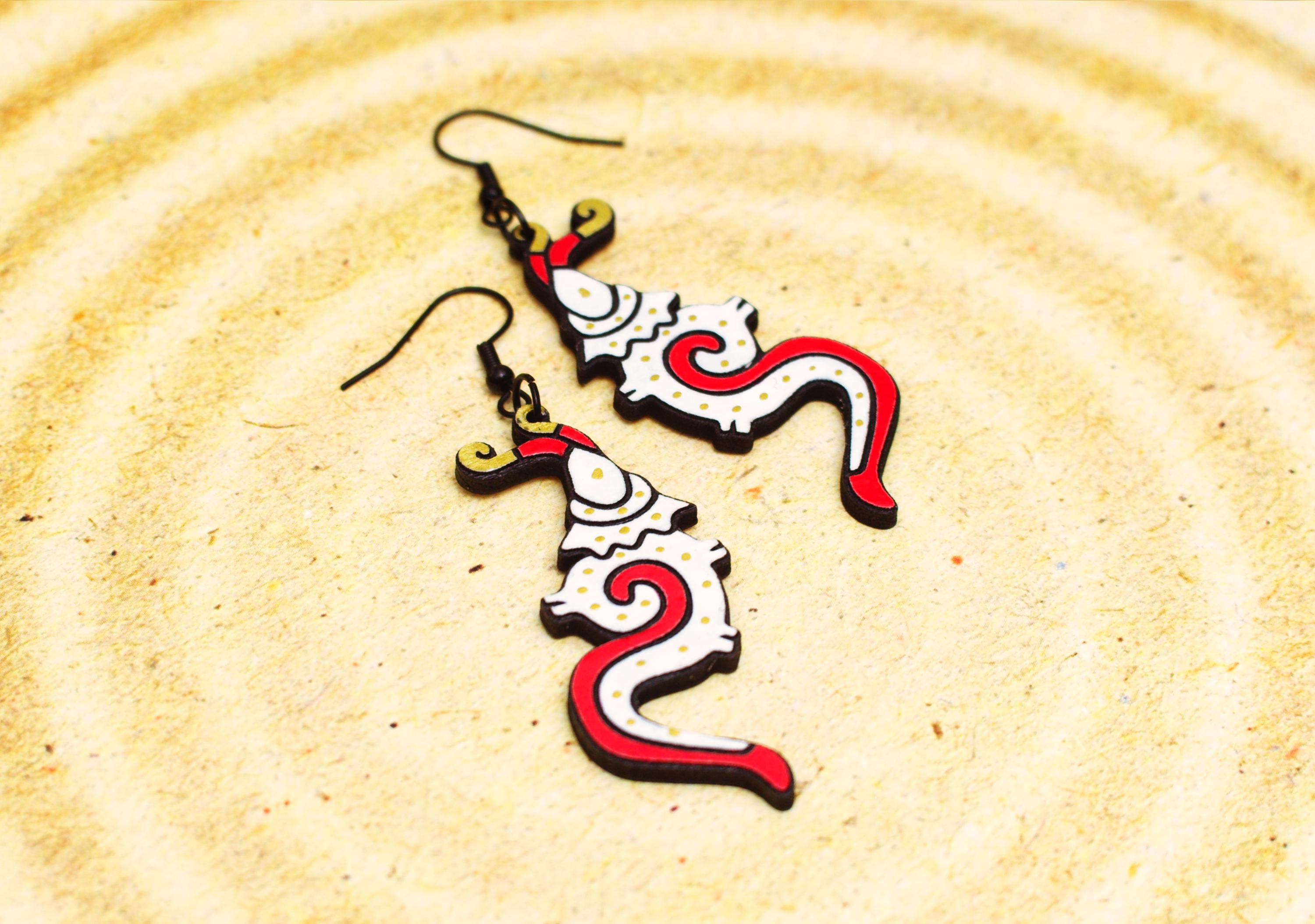 Aztec Mayan Jewelry, | Tecciztli (conch) Wooden Hang Earrings ...