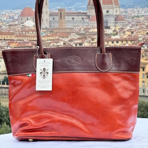 Italian Handmade Leather Bags For Women | Elegant Brown Leather Tote From Florence | Made in Italy