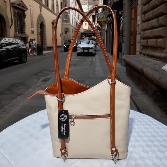 Cream leather tote hot sale