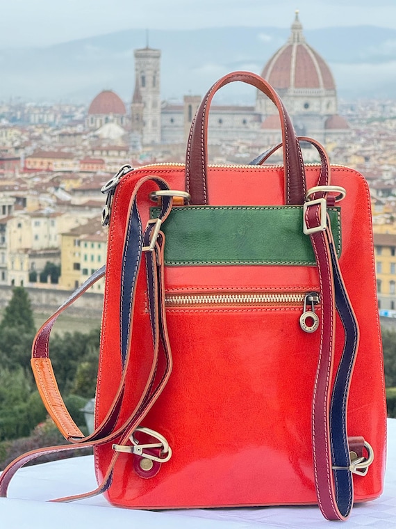 Italian Multi-Color Suede Backpack with Buckle Top Ladies genuine leather backpack CHIAROSCURO mod. COLOMBINE  main image 4