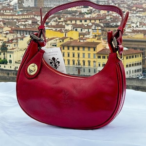 Bolsos de piel artesanales florentinos para mujer | Elegante bolso de hombro de piel italiana | Hecho en Italia