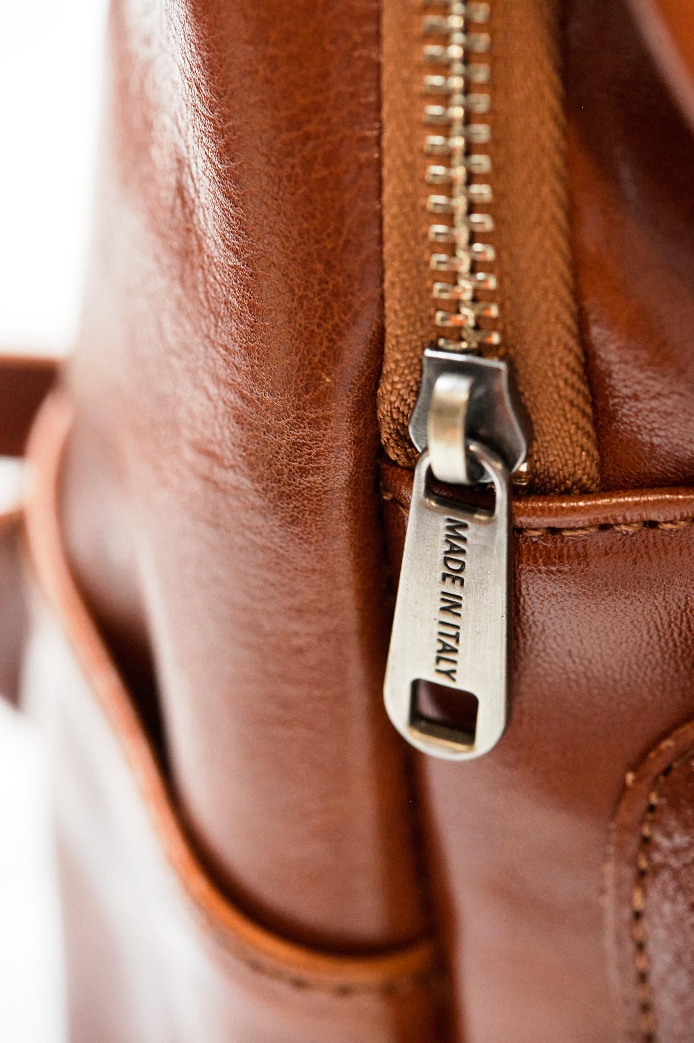 Firenze Italian Leather Convertible Backpack Shoulder‎ Bag Cognac Brown Italian Leather Laptop Backpack in Cognac main image 3