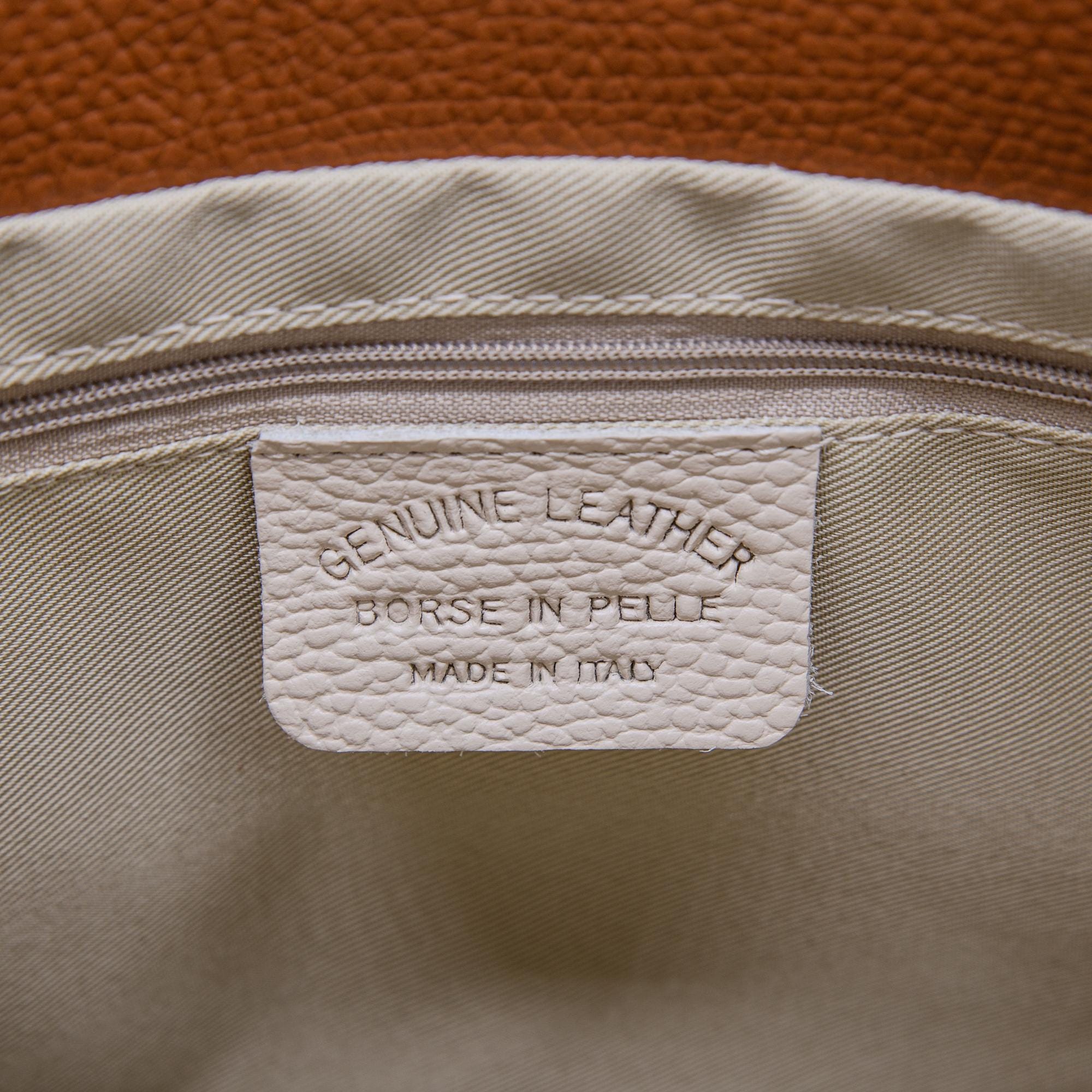 Italian Handmade Leather Tote Bag | Brown Pebbled Leather Handbag