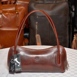 Vintage italienische handgefertigte Ledertasche für Damen | Elegante braune Umhängetasche | Aus Florenz, Made in Italy
