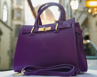 Metallic Purple Leather Shoulder Bag, or Crossbody