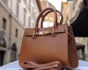Italian Handmade Leather Bag For Women | Elegant Leather Tote Bag From Florence, Brown Bag, Made in Italy