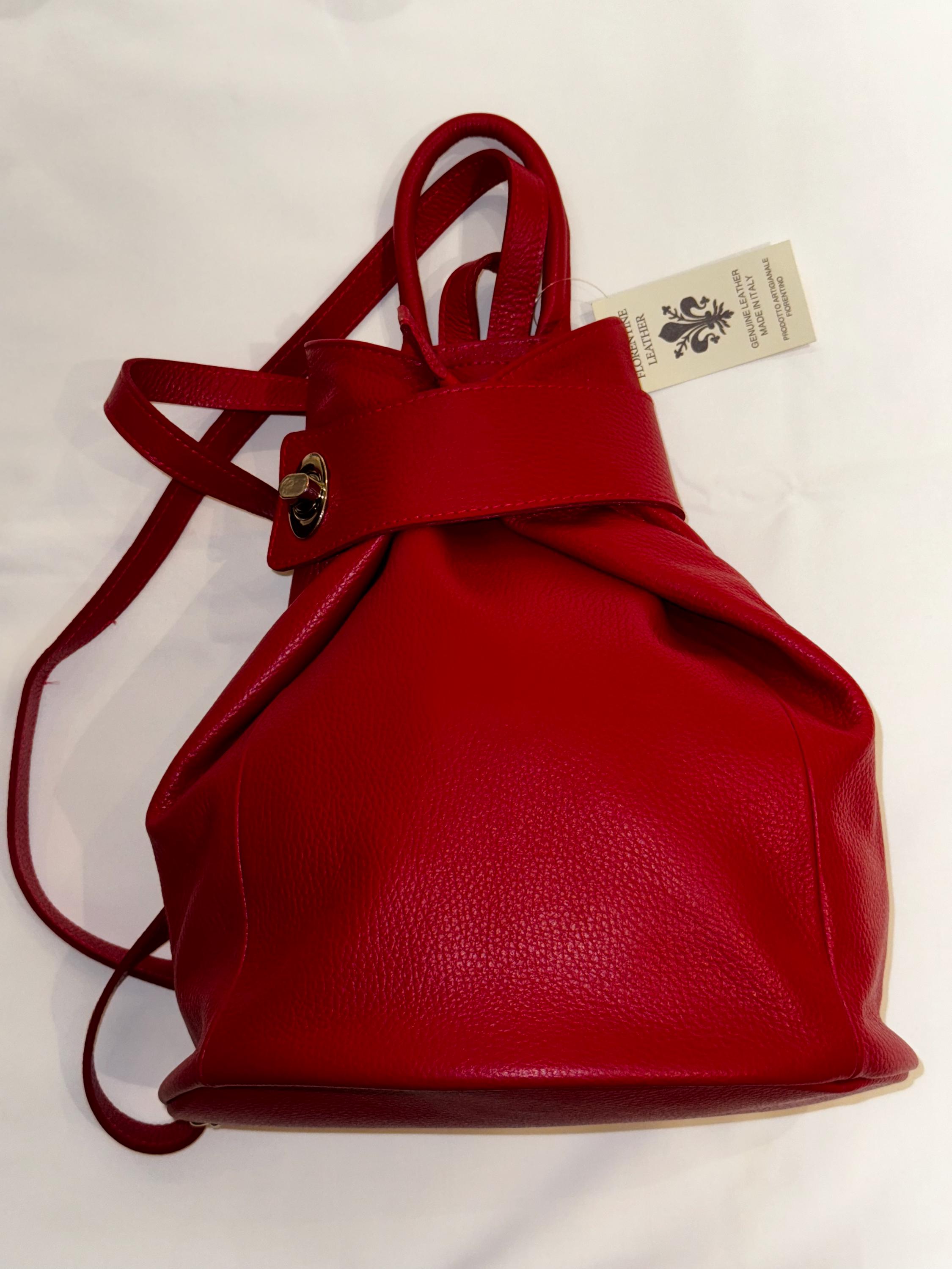 Handmade Italian Red Leather Backpack | Genuine Florentine  display picture 2