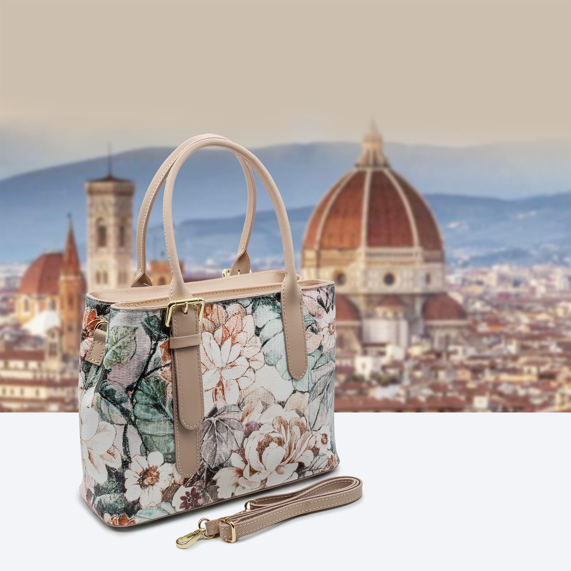 Italian Handmade Leather Bags for Women || Elegant Floral Leather