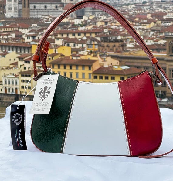 Italian Flag Leather Shoulder Bag - Genuine Handmade Italian  display picture 3