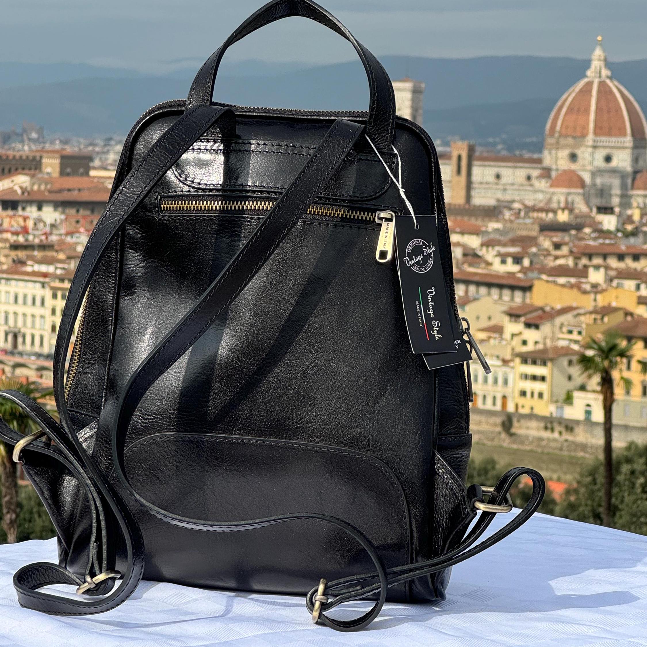 Italian Handmade Leather Backpack for Women | Elegant Black  display picture 1