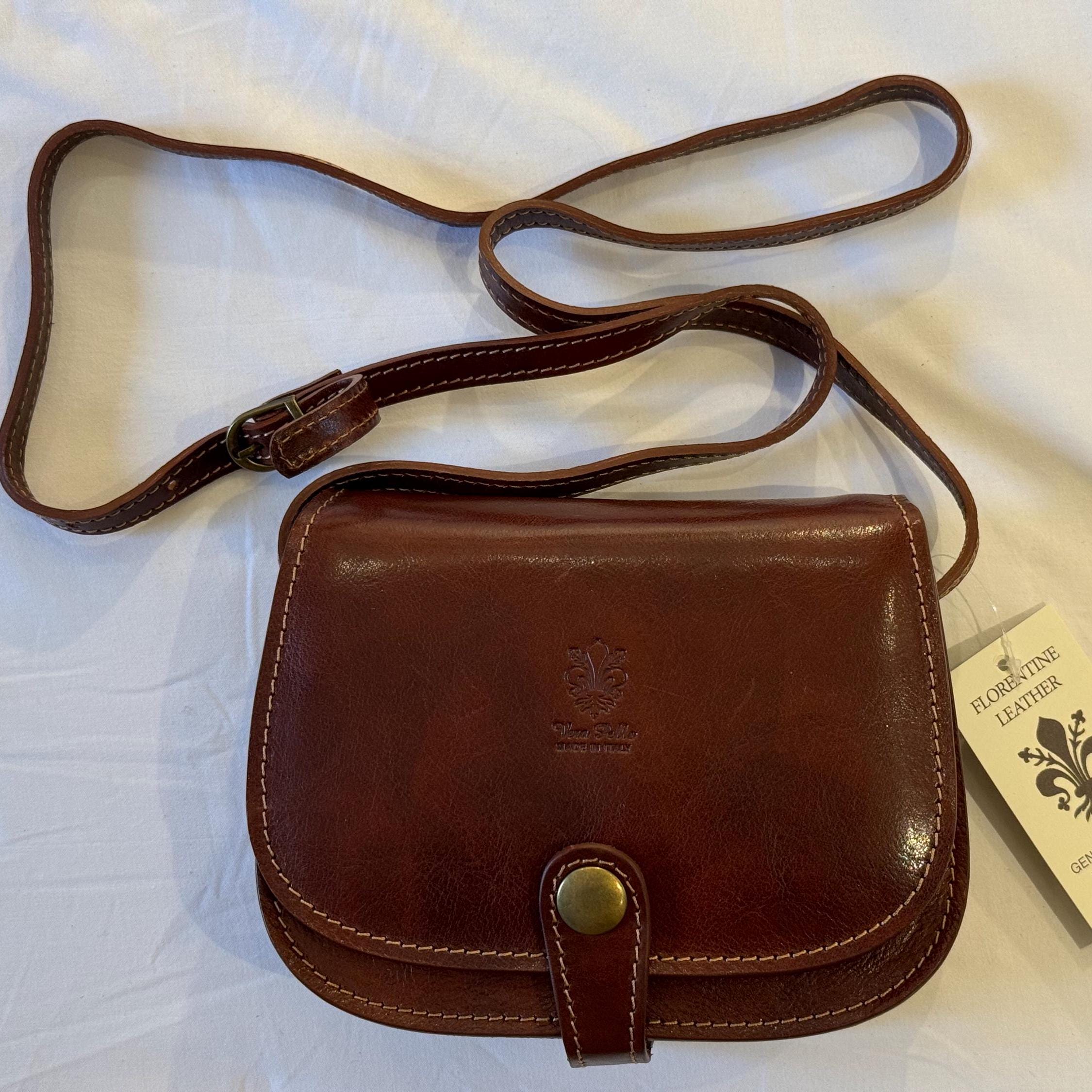 Handcrafted Italian Brown Leather Crossbody Bag | Genuine
