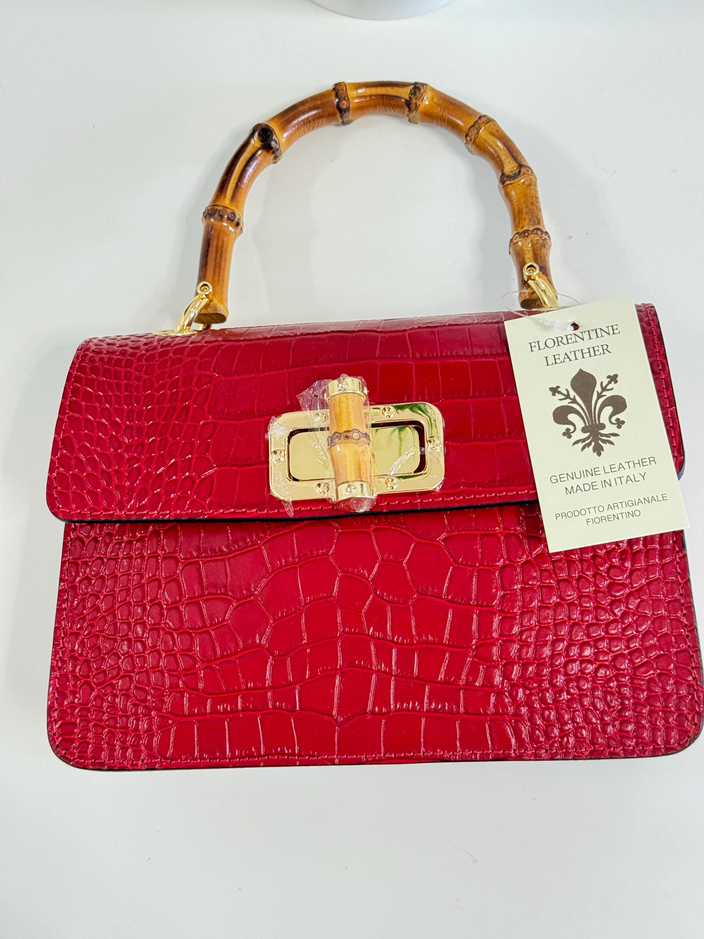 Italian Handmade Leather Bag for Women ,elegant Crocodile-embossed