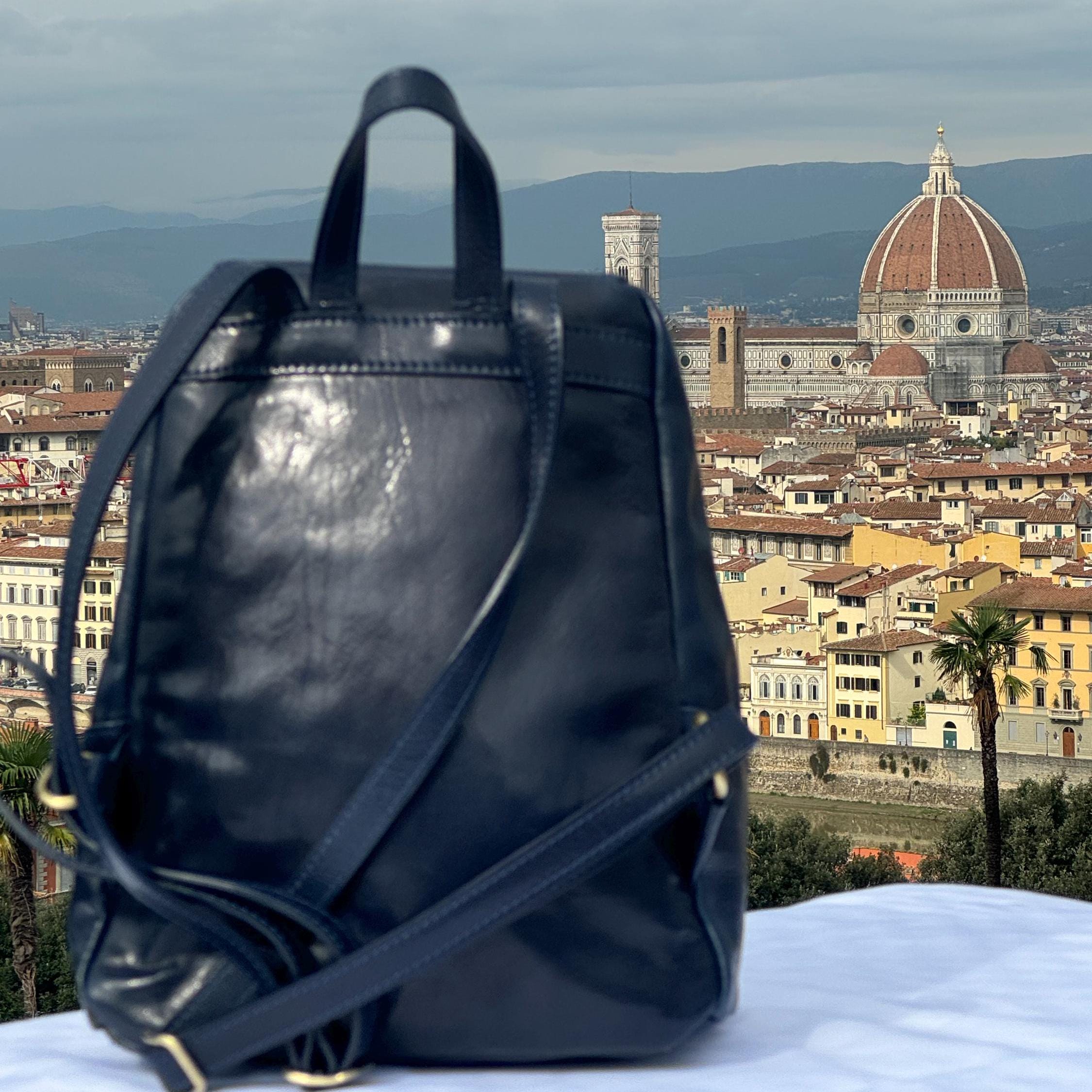 Women\'s navy blue Italian Leather Backpack Leather Backpack Navy Blue | Thomas Bird | tblon.com main image 2