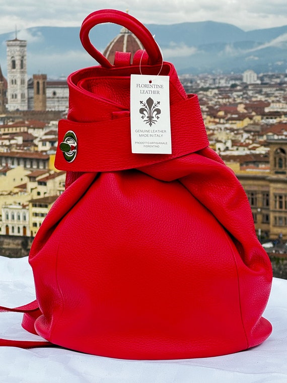 Handmade Italian Red Leather Backpack | Genuine Florentine  display picture 2