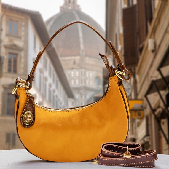 Italian Handmade Leather Bags for Women | Elegant Yellow Crossbody
