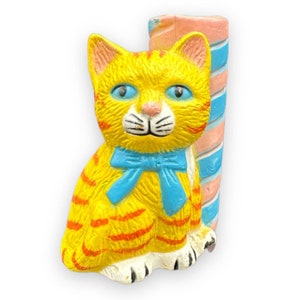Vintage Plastic Kitty Vase - Planter - Kitschy Cat - Blowmold