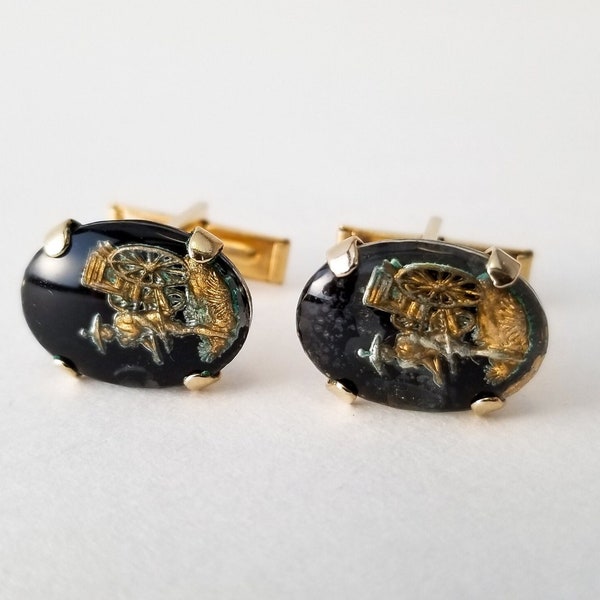 Vintage Gold Tone Rickshaw Cufflinks