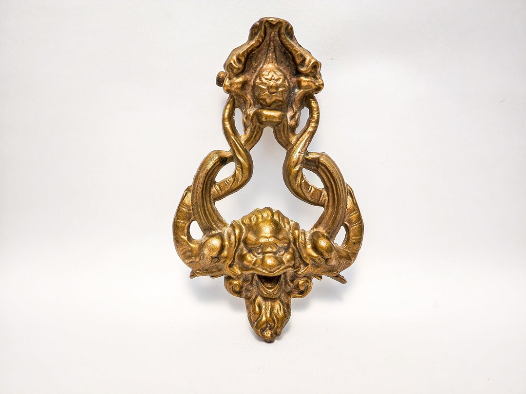 Large Brass Poseidon Door Knocker With Dolphins - Etsy