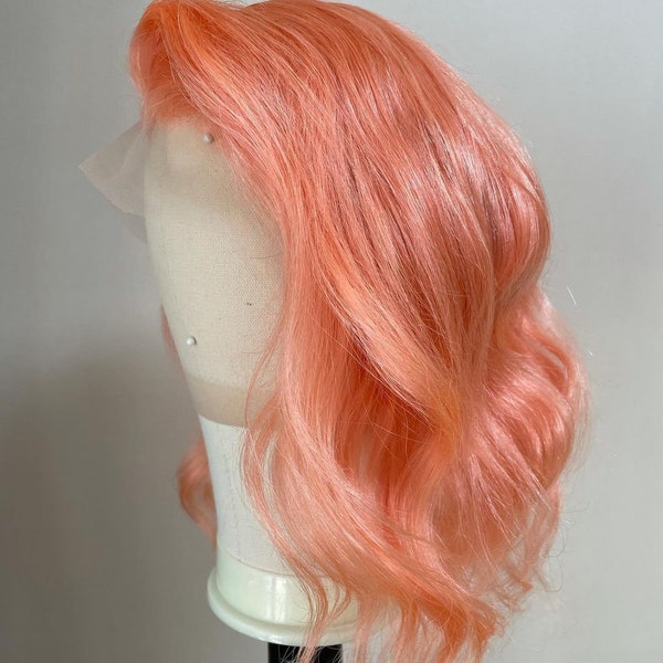 Orange Pink Color Body Wave Lace Front Wig Human Hair